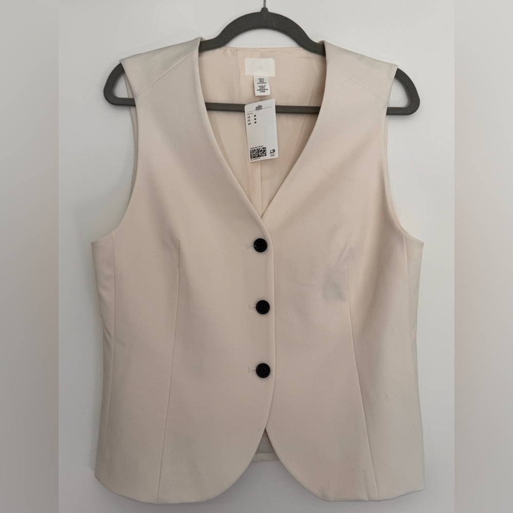 H&M Cream Tailored Suit Vest | Women’s Medium